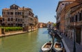 Venice cityscape, water canals and traditional buildings. Italy, Europe